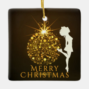 Personalised Irish Dance Golden Christmas Ceramic Ornament
