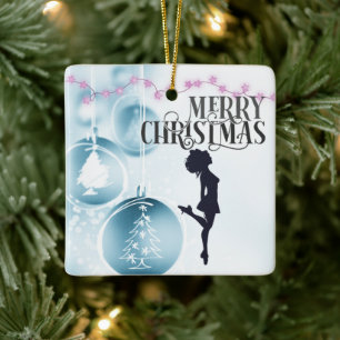 Personalised Irish Dance Hard Shoe Blue Christmas Ceramic Ornament