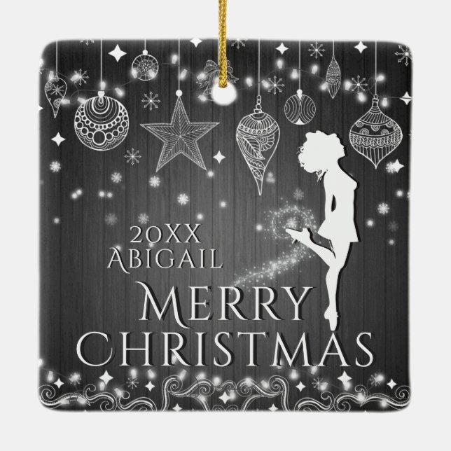 Personalised Irish Dance Merry Christmas Ceramic Ornament (Back)