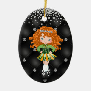 Personalised Irish Dance Redhead Girl Christmas  Ceramic Tree Decoration