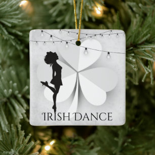 Personalised Irish Dancer Clover Dance Christmas Ceramic Ornament