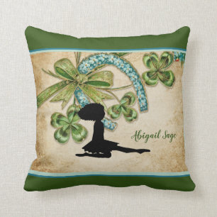 Personalised Irish Dancer, Shamrock and Horseshoe Cushion