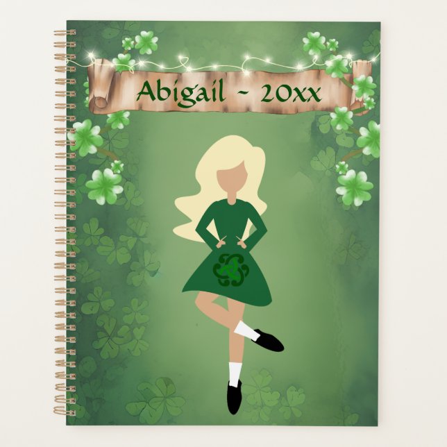 Personalised Irish Dancer with Blonde Hair Dance Planner (Front)