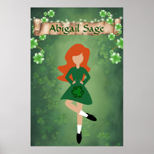 Personalised Irish Dancer with Red Hair Dance Poster