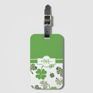 Personalised Irish Green Clover St Patricks Luggage Tag
