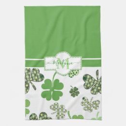 Personalised Irish Green Clover St Patricks Tea Towel