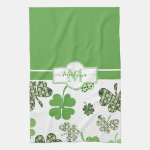 Personalised Irish Green Clover St Patricks Tea Towel