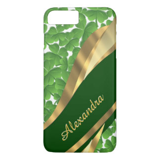 Personalised Irish green shamrock pattern iPhone 8 Plus/7 Plus Case
