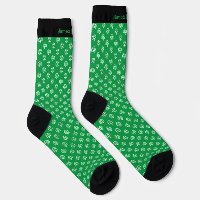 Personalised Irish Green Shamrock Socks With Name (Right)
