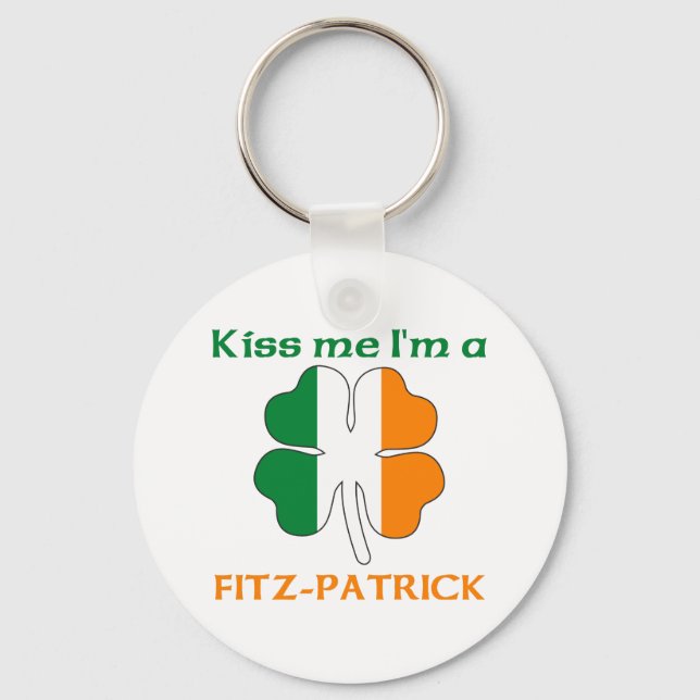 Personalised Irish Kiss Me I'm Fitz-Patrick Key Ring (Front)