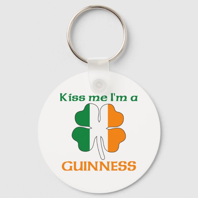 Personalised Irish Kiss Me I'm Guinness Key Ring (Front)