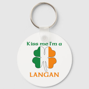 Personalised Irish Kiss Me I'm Langan Key Ring