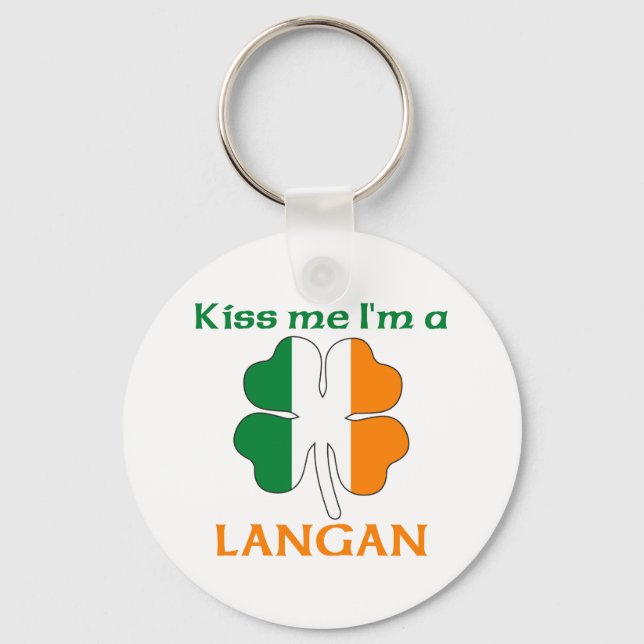 Personalised Irish Kiss Me I'm Langan Key Ring (Front)
