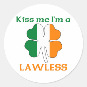 Personalised Irish Kiss Me I'm Lawless Classic Round Sticker