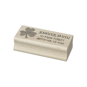 Personalised Irish Lucky Clover Shamrock Address Rubber Stamp