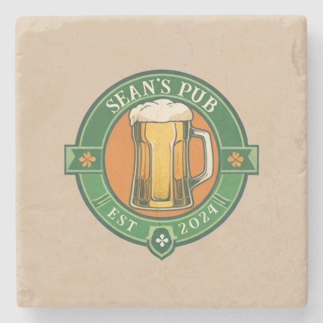 Personalised Irish Pub Coaster with Custom Name (Front)