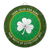 Personalised Irish Pub Green & Gold White Shamrock