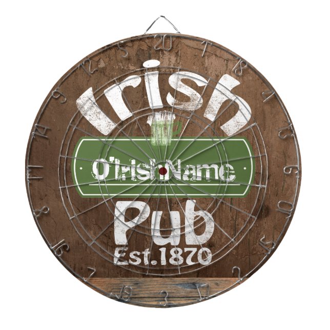 Personalised Irish Pub Old Keg Effect Sign Dartboard (Front)
