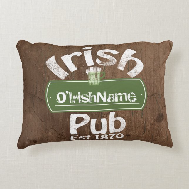 Personalised Irish Pub Old Keg Effect Sign Decorative Cushion (Front)