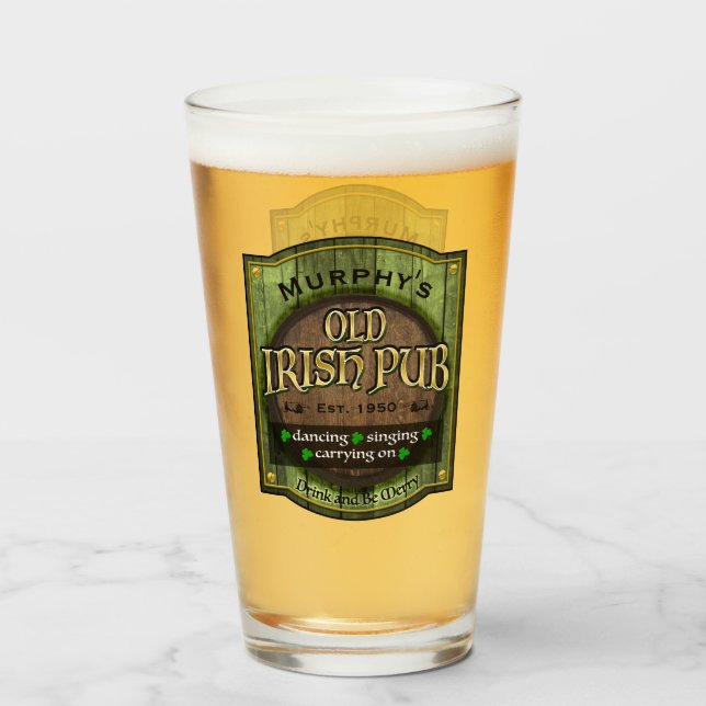 Personalised,  Irish Pub Sign Glass (Front Filled)