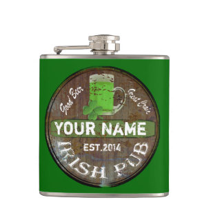 Personalised Irish Pub sign Hip Flask