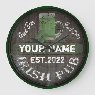 Personalised Irish pub sign Large Clock