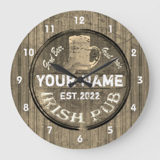 Personalised Irish pub sign Large Clock