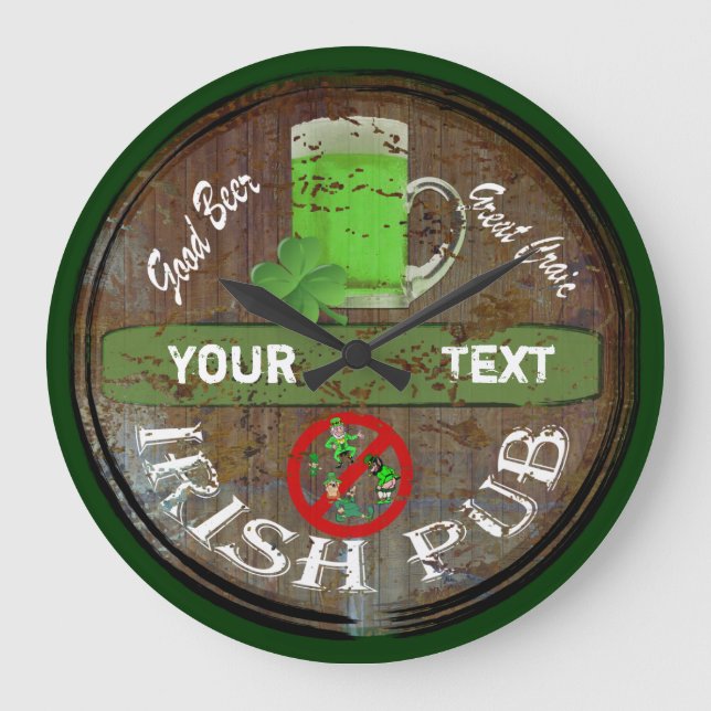 Personalised Irish pub sign Large Clock (Front)