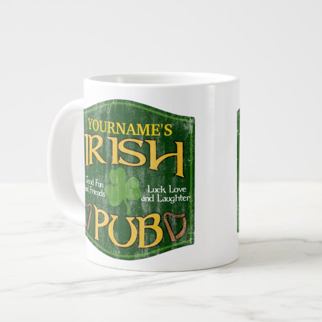 Personalised Irish Pub Sign Large Coffee Mug (Front Left)