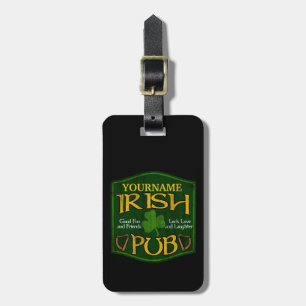 Personalised Irish Pub Sign Luggage Tag