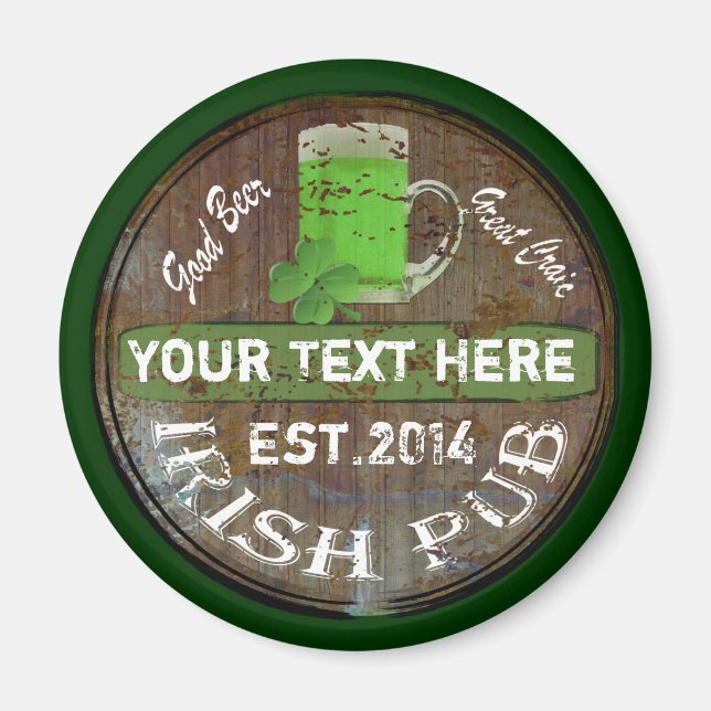 Personalised Irish pub sign Magnet (Front)