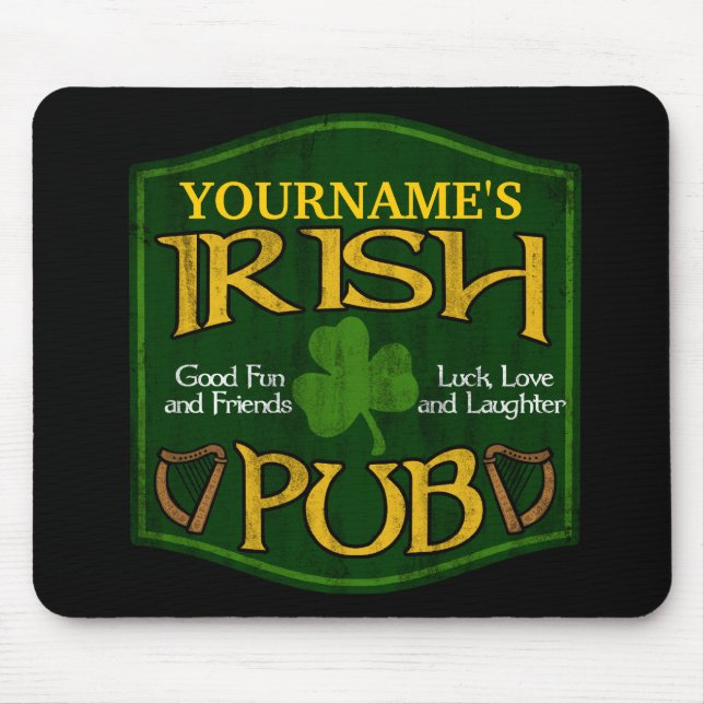 Personalised Irish Pub Sign Mouse Mat (Front)