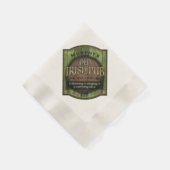 Personalised, Irish Pub Sign Napkin (Corner)