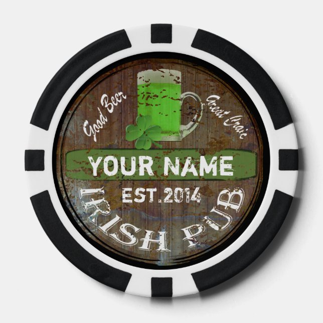 Personalised Irish Pub sign Poker Chips (Front)