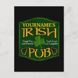 Personalised Irish Pub Sign Postcard