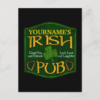 Personalised Irish Pub Sign Postcard