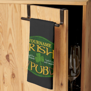 Personalised Irish Pub Sign Tea Towel