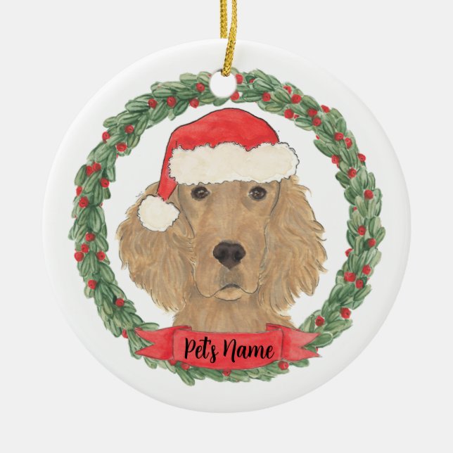 Personalised Irish Setter Ceramic Tree Decoration (Front)