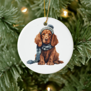 Personalised Irish Setter Dog Ceramic Tree Decoration