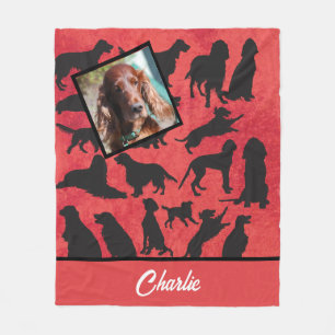 Personalised Irish Setter pattern Fleece Blanket