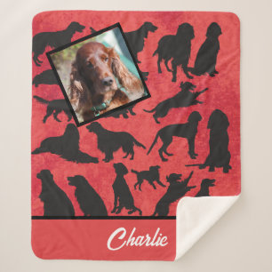 Personalised Irish Setter pattern Sherpa Blanket