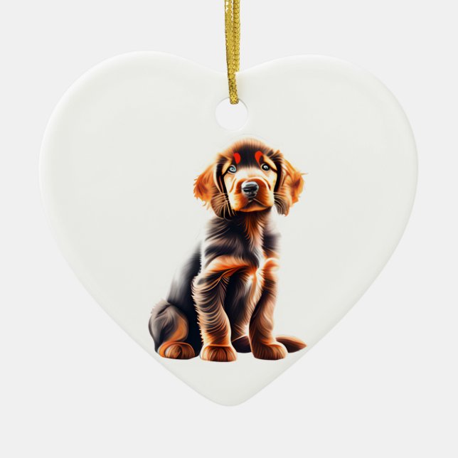 Personalised Irish Setter Puppy Ceramic Tree Decoration (Front)
