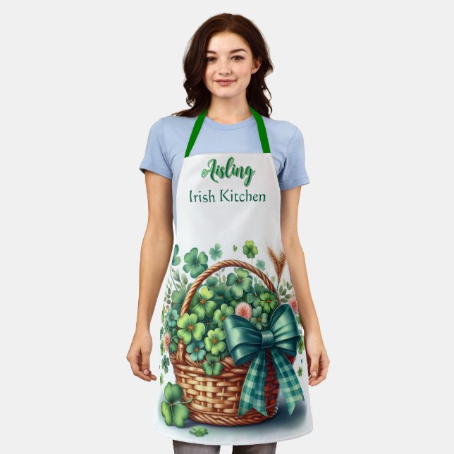 Personalised Irish Shamrocks  Apron (Worn)