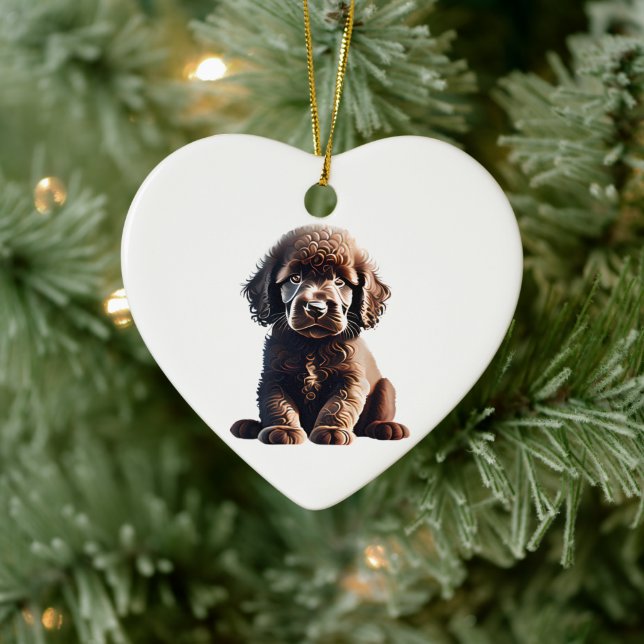 Personalised Irish Water Spaniel Puppy Ceramic Tree Decoration (Tree)