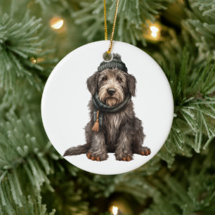 Personalised Irish Wolfhound Dog Ceramic Tree Decoration