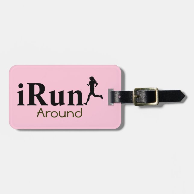 Personalised iRun Around Humourous Luggage Tag (Front Horizontal)