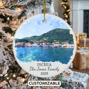 Personalised Ischia Ornament, Italy Ceramic Tree Decoration