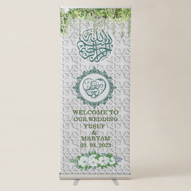 Personalised Islamic Wedding, Engagement Welcome  Retractable Banner (Front)