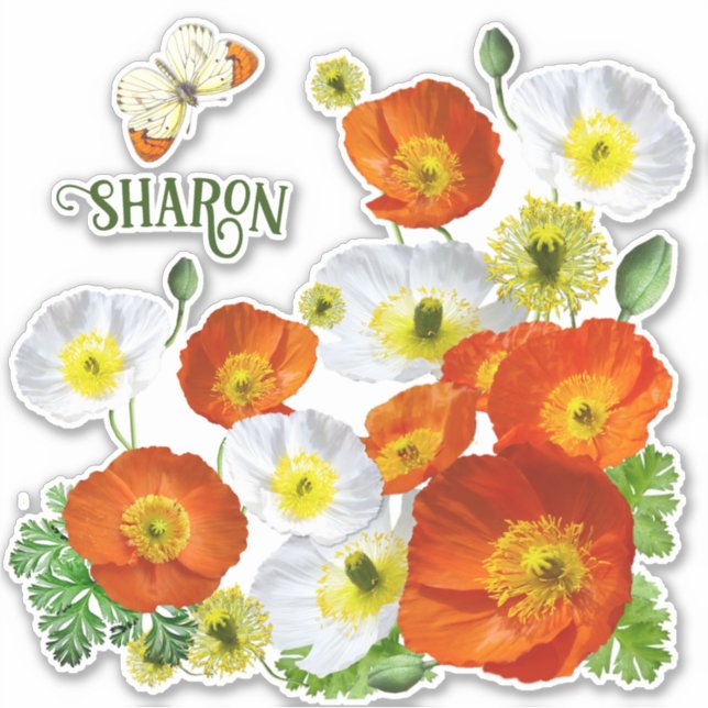 Personalised Island Poppies and butterfly Vinyl (Front)