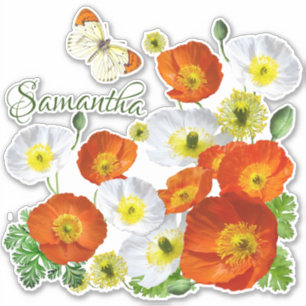 Personalised Island Poppies and butterfly Vinyl